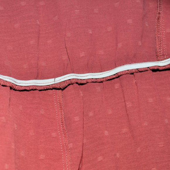 Plus Size 4X Brick Red Dobby Surplice Ruffle Midi Dress - Picture 8 of 10